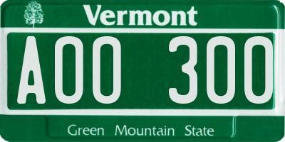 VT license plate AOO300