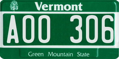 VT license plate AOO306