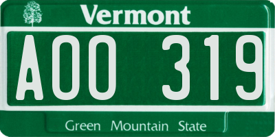 VT license plate AOO319