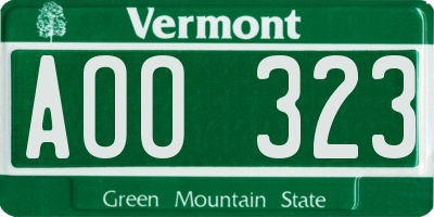 VT license plate AOO323