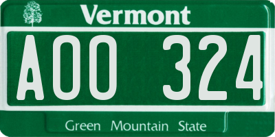VT license plate AOO324