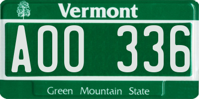 VT license plate AOO336