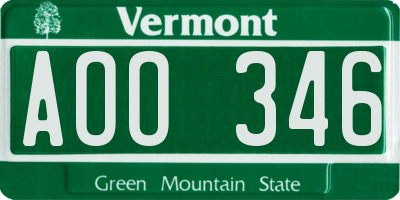 VT license plate AOO346