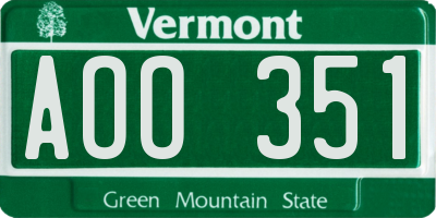VT license plate AOO351