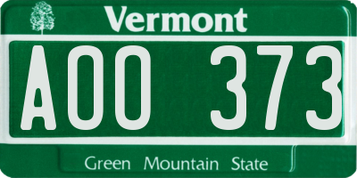 VT license plate AOO373