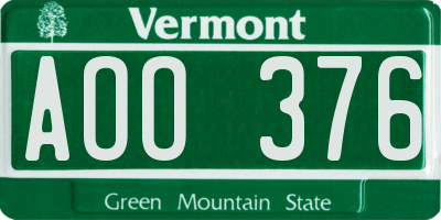 VT license plate AOO376