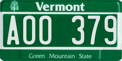 VT license plate AOO379