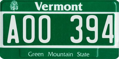 VT license plate AOO394