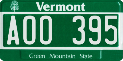 VT license plate AOO395