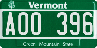 VT license plate AOO396