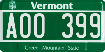 VT license plate AOO399
