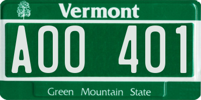 VT license plate AOO401