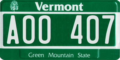 VT license plate AOO407