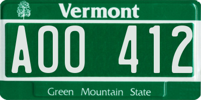 VT license plate AOO412