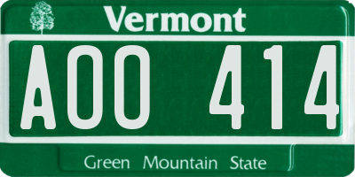VT license plate AOO414