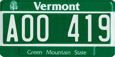 VT license plate AOO419