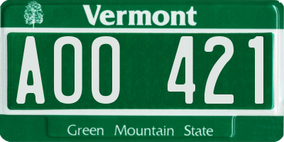 VT license plate AOO421