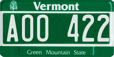 VT license plate AOO422
