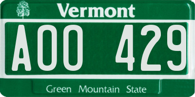 VT license plate AOO429