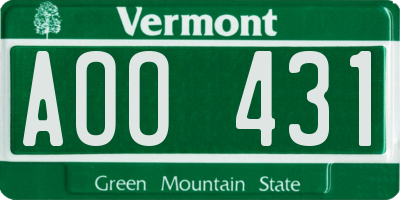 VT license plate AOO431
