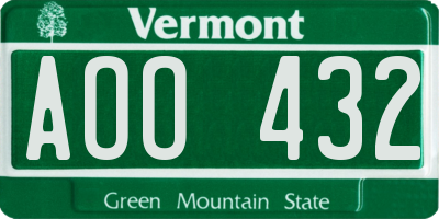 VT license plate AOO432