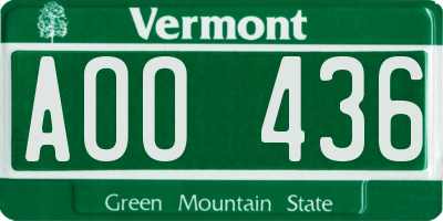 VT license plate AOO436