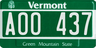 VT license plate AOO437