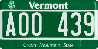 VT license plate AOO439