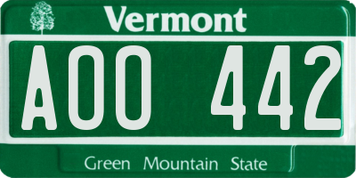 VT license plate AOO442
