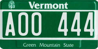VT license plate AOO444