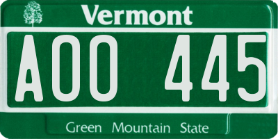 VT license plate AOO445