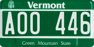 VT license plate AOO446