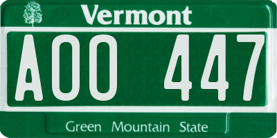 VT license plate AOO447
