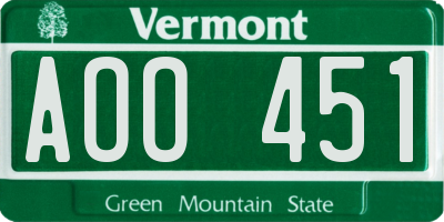 VT license plate AOO451