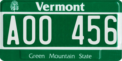 VT license plate AOO456