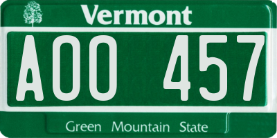 VT license plate AOO457