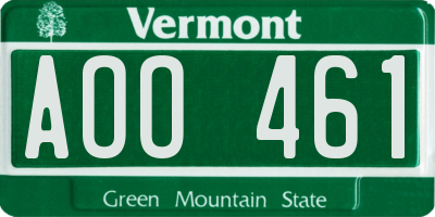 VT license plate AOO461