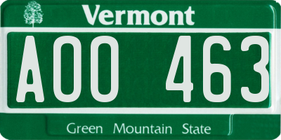 VT license plate AOO463