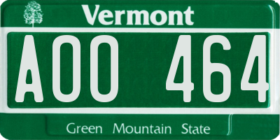 VT license plate AOO464