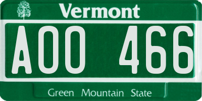 VT license plate AOO466
