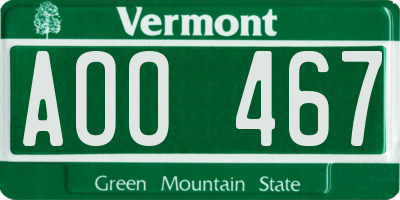 VT license plate AOO467