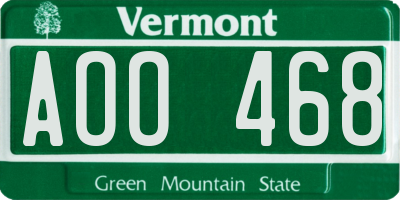 VT license plate AOO468