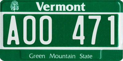 VT license plate AOO471