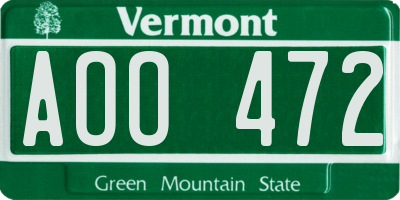VT license plate AOO472