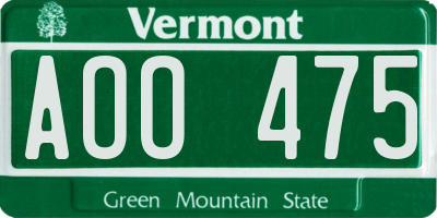 VT license plate AOO475
