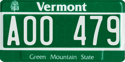 VT license plate AOO479