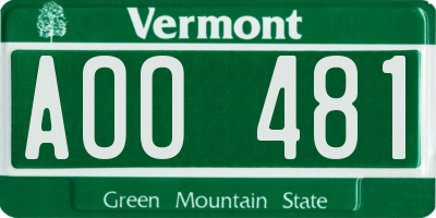 VT license plate AOO481