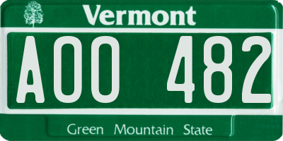 VT license plate AOO482