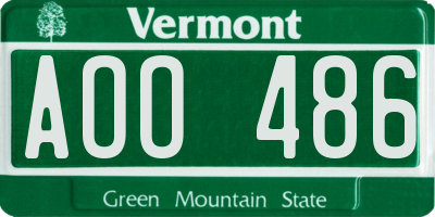 VT license plate AOO486