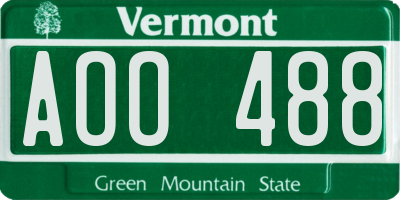 VT license plate AOO488